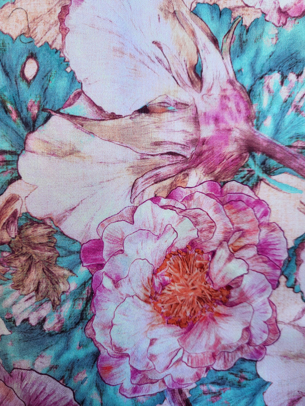 Handgenähte Shoppertasche „Anemonenzauber“ – japanischer Anemonen-Druck & Kunstleder